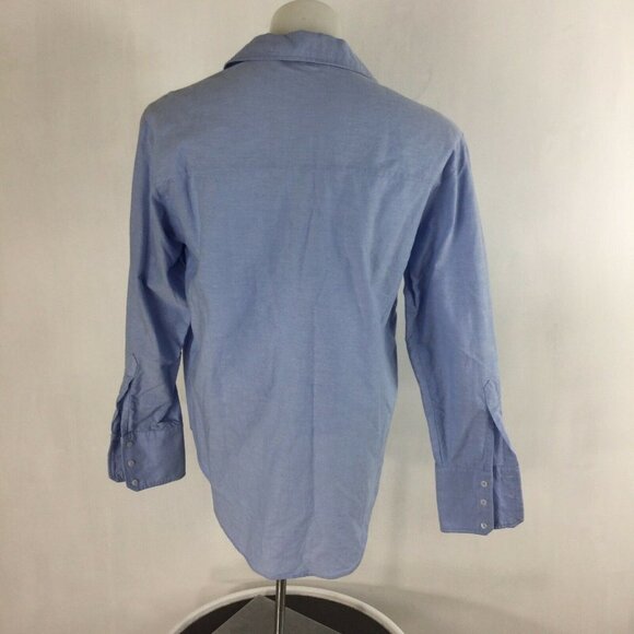 ZARA BASIC Blouse Button Front Shirt Solid Blue - Picture 3 of 7